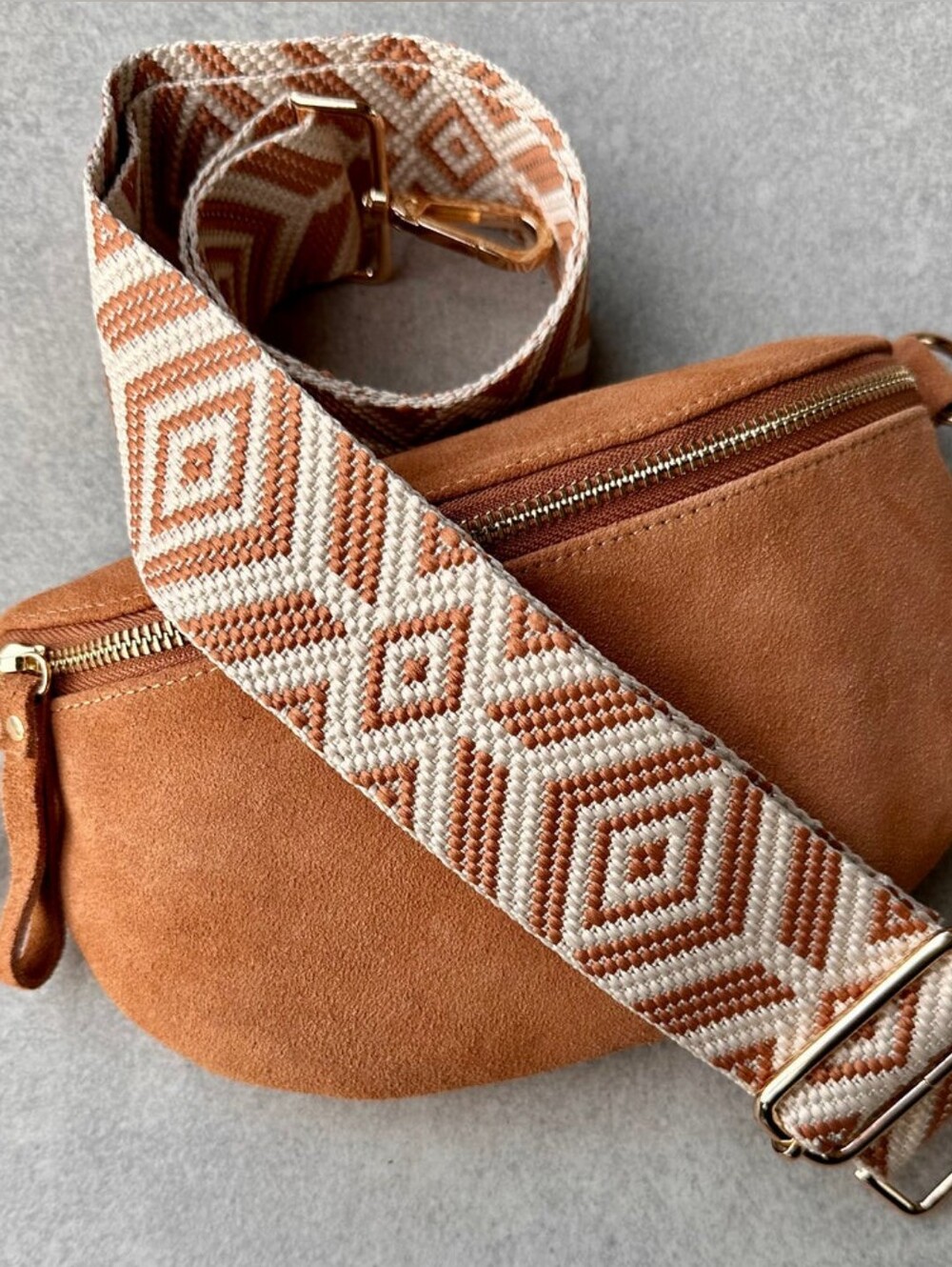 Justine Brooks Suede Rust Crossbody Bag
